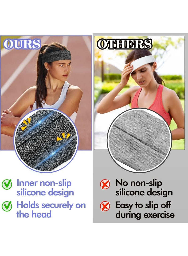 Fanski 2PCS  Non Slip Sports Elastic Soft Running Fashion Headbands Absorb Sweat for Women & Men Working Out, Travel - Image 5