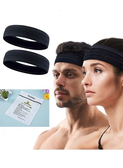 2 PCS Fashion Sports Non Slip Headbands  , Soft Cotton Cloth Stretchy Headbands For Workout Yoga Running