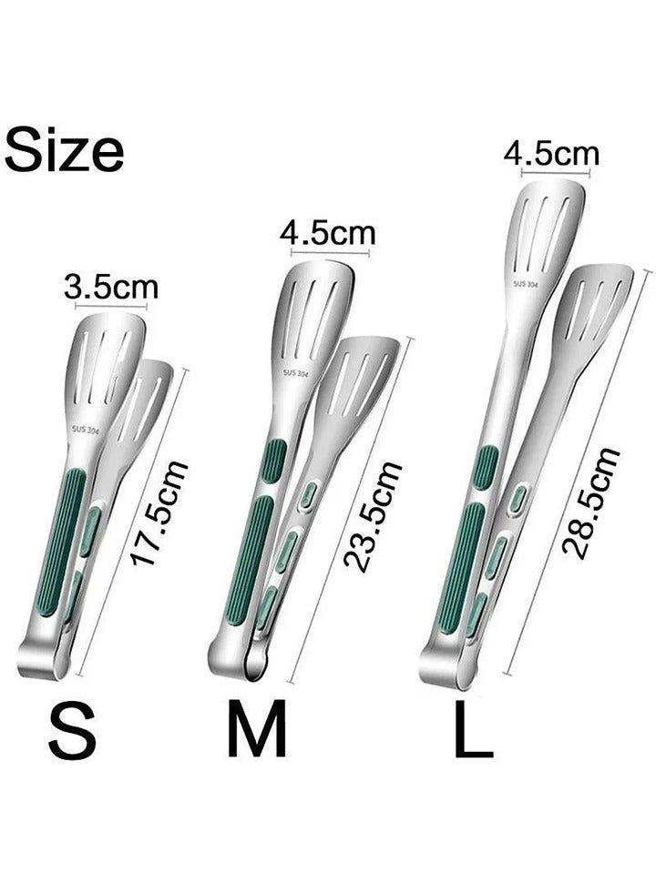 Auger 3PCS Stainless Steel Kitchen Tongs Set(6/9/11 Inch), 304 stainless steel food grade,Non-Slip Heat-Resistant Grip, 3-Line Slotted Heads for BBQ, Steak, Pasta, Salad, Locking Design, Easy Clean for Cooking Serving BBQ Food Fruit Bread Kitchen Tools Barbecue Tongs Kitchen Accessories - Image 2