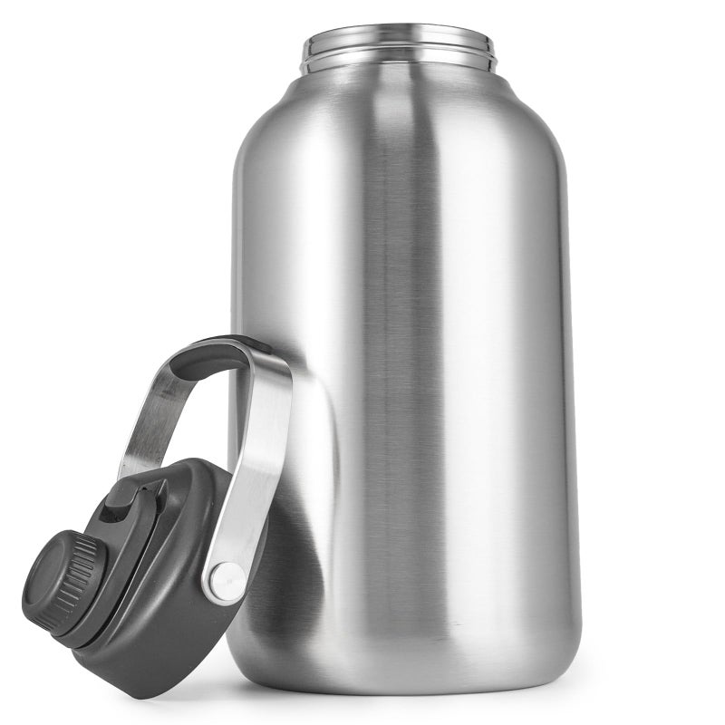 One Gallon Water Bottle 128oz Stainless Steel Insulated Water Bottle For Hot Cold Drinks BPAFree Wide Mouth LeakProof Big Water Jug With Handle For Sports Travel Hinking Camping Silver