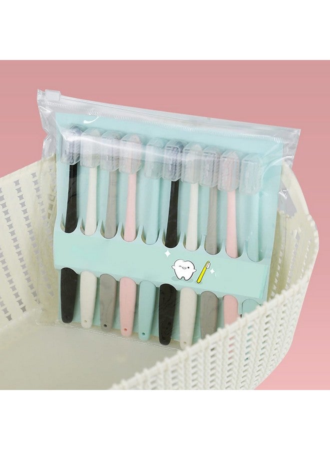 Wolpin Toothbrush for Adults Ultra Soft Bristles Manual (Pack of 10 Pcs) Enamel Care, Multicolor Gentle Enamel with Cover - Image 1