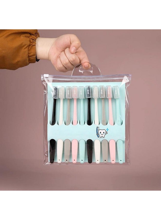 Wolpin Toothbrush for Adults Ultra Soft Bristles Manual (Pack of 10 Pcs) Enamel Care, Multicolor Gentle Enamel with Cover - Image 3