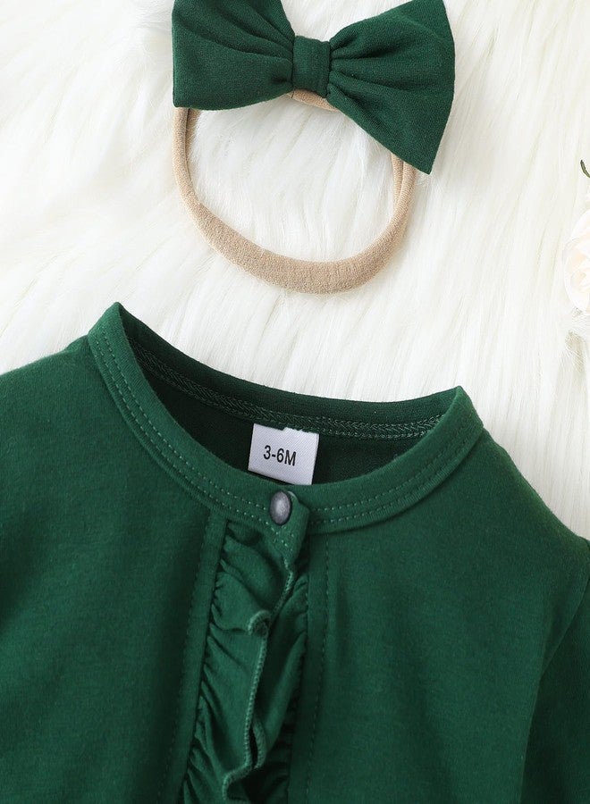Twosya Baby Girls' Dress & Cardigan 2 Piece Fall Outfits Long Sleeve Bolero Shrug and Tulle Dresses Set Dark Green - Image 4