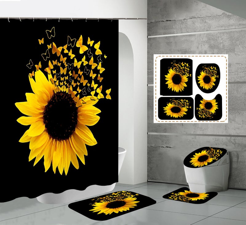 Sunflower Waterproof Bath Curtain Set XRK10 