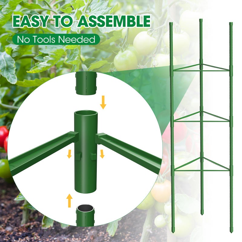 MQUPIN 3 Pack Tomato Cages, 51.2in Tomato Plant Support Stakes Heavy-Duty, Garden Tomato Cages & Trellis for Climbing Vegetables, Tomatoes, Peppers, and Potted Plants(3) - Image 5