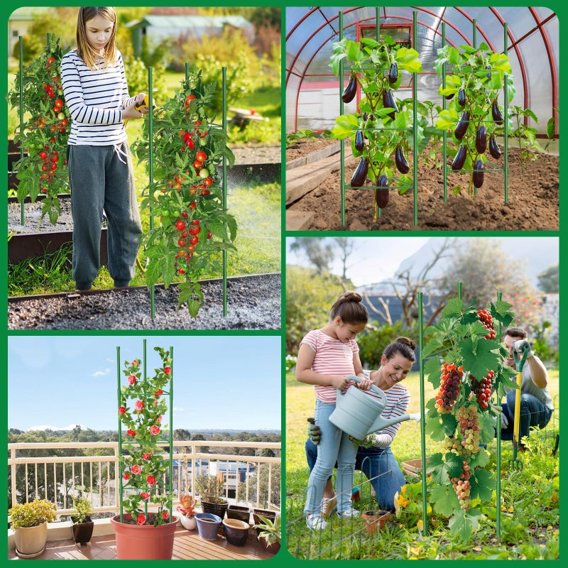 MQUPIN 3 Pack Tomato Cages, 51.2in Tomato Plant Support Stakes Heavy-Duty, Garden Tomato Cages & Trellis for Climbing Vegetables, Tomatoes, Peppers, and Potted Plants(3) - Image 3
