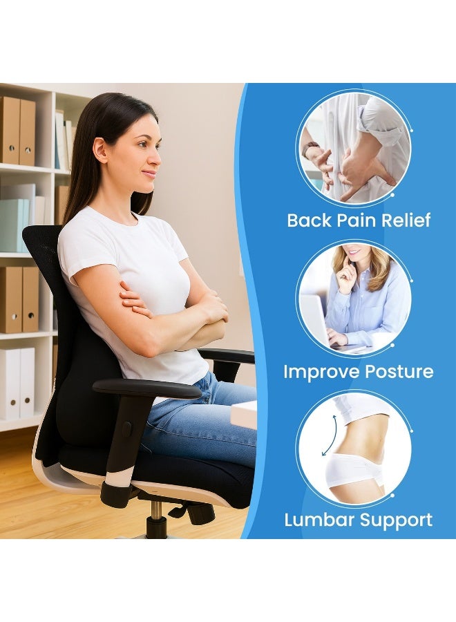 موب وسادة دعم أسفل الظهر من إسفنج الذاكرة من MOB - وسادة ظهر مريحة لكرسي المكتب، ومقعد السيارة، والمنزل، والكراسي المتحركة - تصميم تقويمي لتصحيح وضعية الجسم، وتخفيف آلام الظهر، ودعم الخصر والعمود الفقري - Image 5