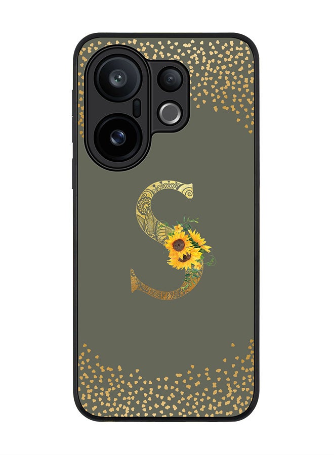 Stylizedd For vivo X200 FE / S30 Pro mini Case,Slim fit Camera Protection, Shockproof Thin Phone cover  - Custom Floral Monogram - S  (Olive Green )