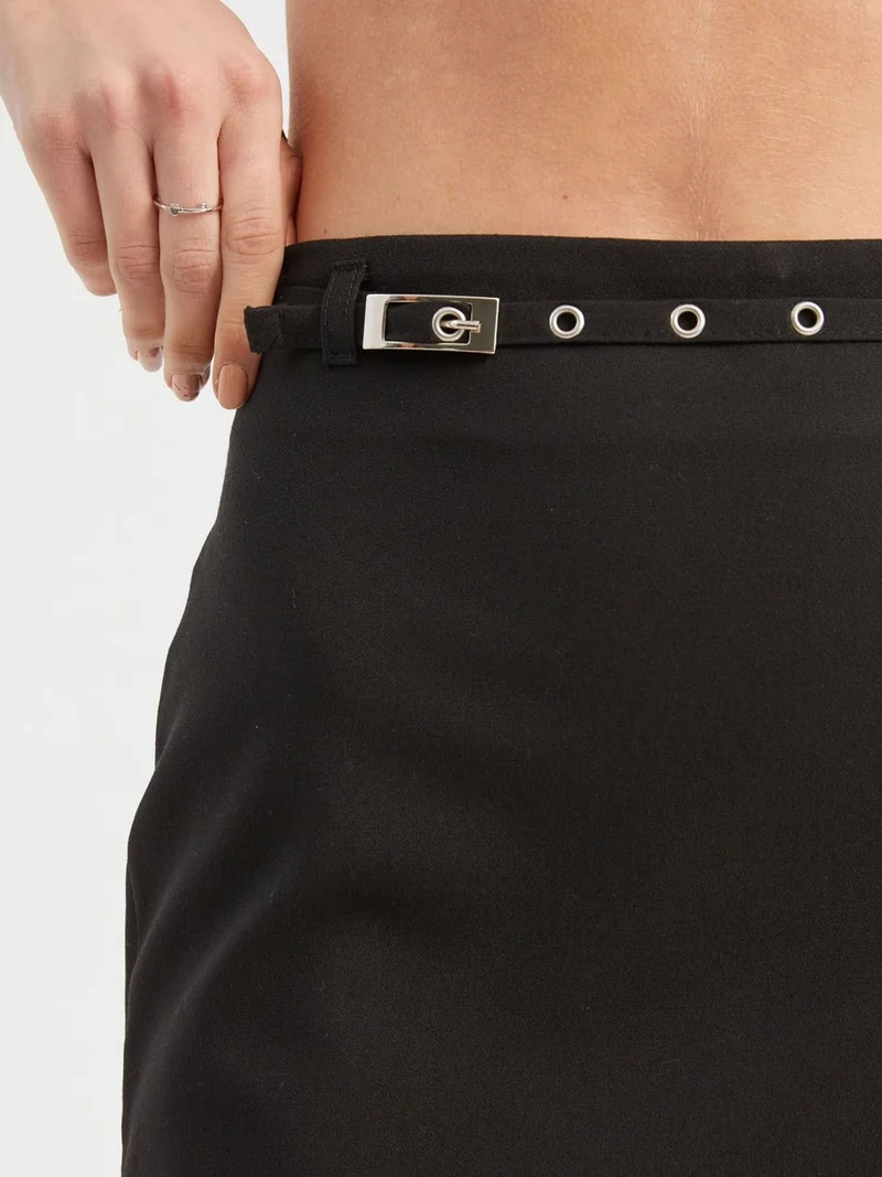 Hiccup Black High Waist Mini Skirt with a Belt Detail for Women | Best Price UAE