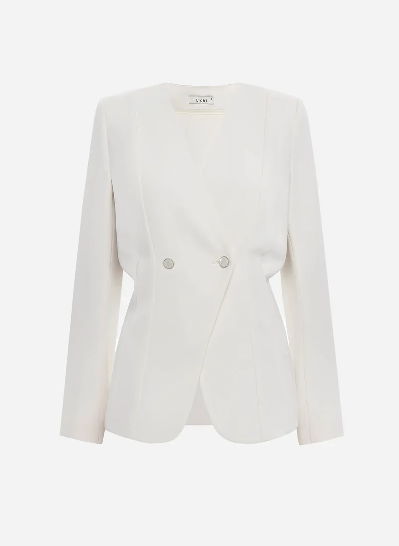 Lichi Fitted double-breasted jacket in lightweight fabric