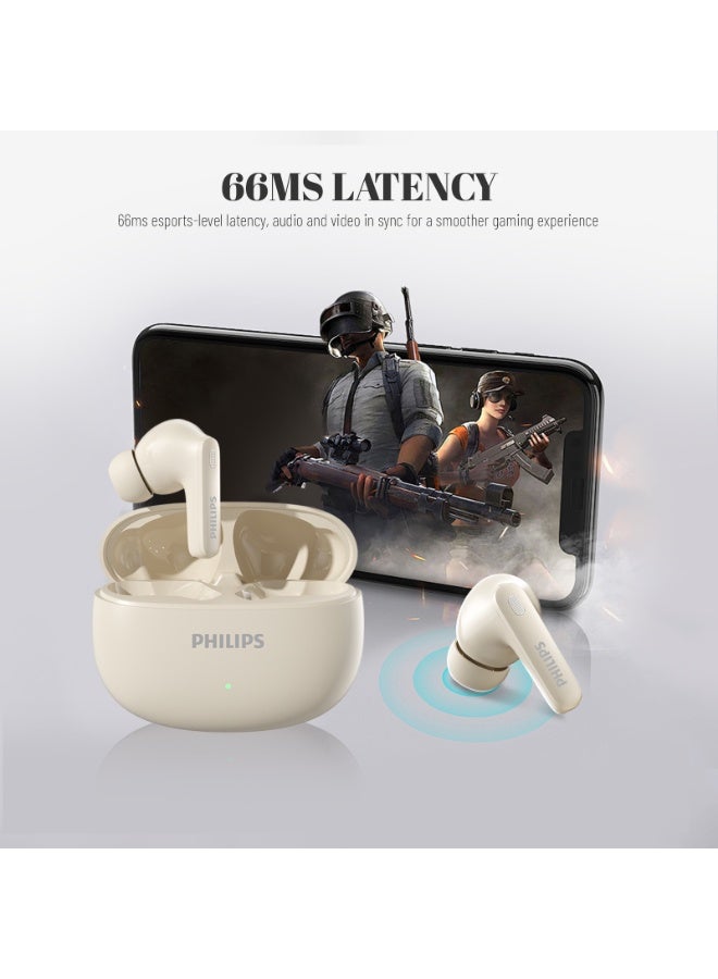 Philips Earbuds, Bluetooth Earbuds, Headphone, Open Ear Ring True Open Ear Headphones, True Wireless Earbuds - Bluetooth ， In-Ear Headphones， Bluetooth - Up to 30dB Active Noise Reduction, 66ms Low Latency for Gaming, 28H Playtime, 13mm Bass Drivers, Dual-Mic AI Call Clearance for iPhone Android TAT1620 white - Image 4