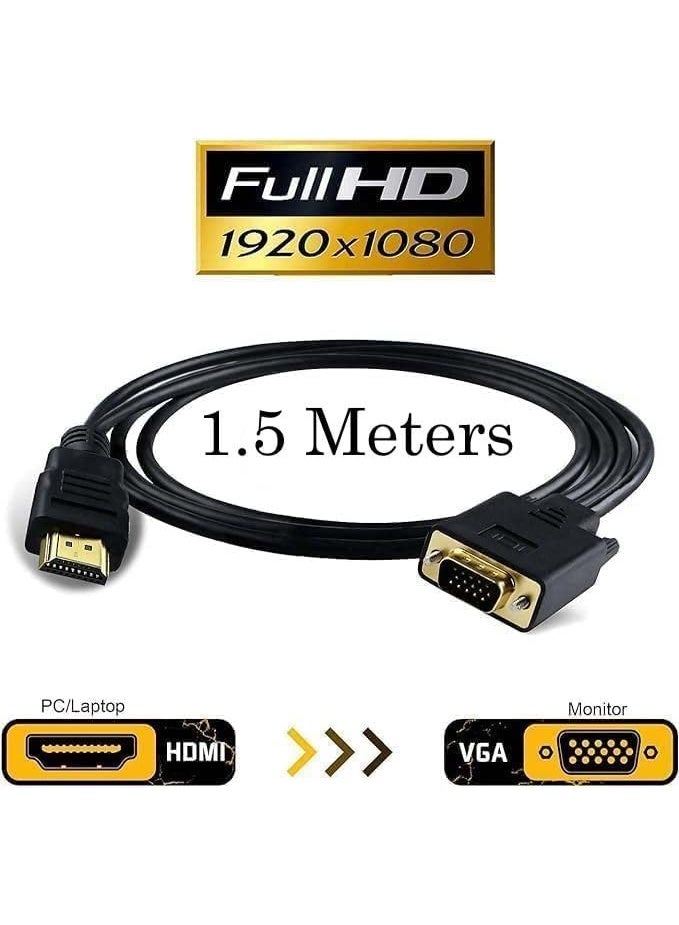 JAJEEK 1.5 Meter HDMI to VGA Male Video Converter Cable, HD Signal Adapter for Laptop to LCD TV, Monitor, Projector, Camera and DVD Player, Stable Transmission, Plug and Play - Image 5