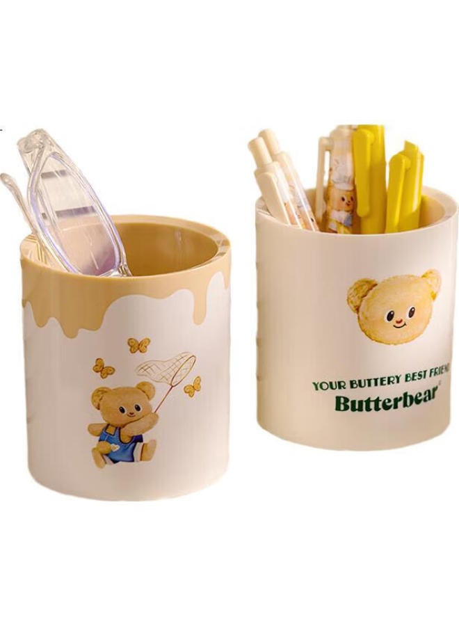 Deli Butter Bear Pen Holder, Stylish And Simple Desktop Marker Storage Box, Office Stationery Organizer Decoration, Cream White Ns023-B - Image 2