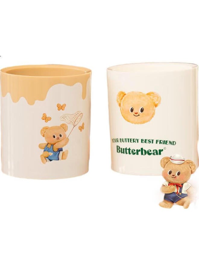 Deli Butter Bear Pen Holder, Stylish And Simple Desktop Marker Storage Box, Office Stationery Organizer Decoration, Cream White Ns023-B - Image 1