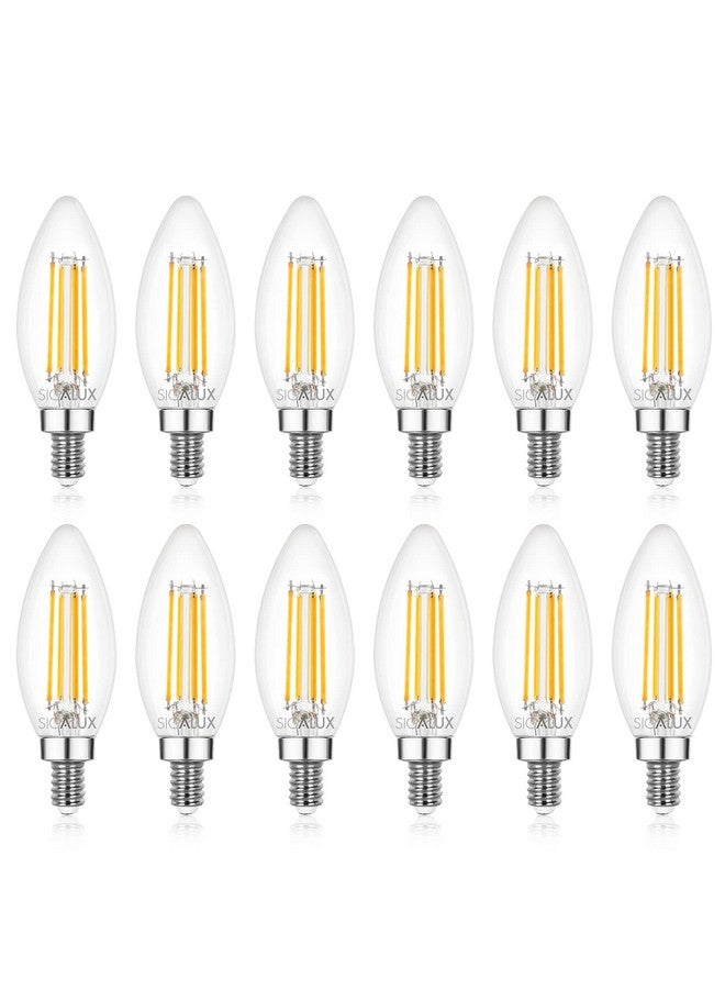 سيجالوكس لمبات ليد E12 بقاعدة شمعدان قابلة للتعتيم، لمبات ليد للثريا، لمبات ليد تعادل 60 وات، لمبات ليد B10 2700K بيضاء ناعمة، لمبات شموع من النوع B، مدرجة في قائمة UL، عبوة من 12 قطعة - Image 1