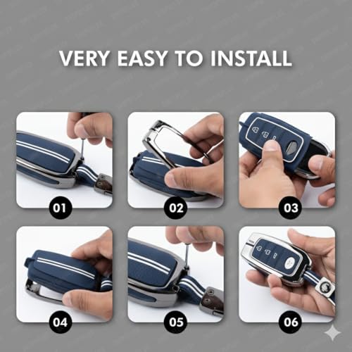 SHOPOFLUX Metal key Cover Compatible with Suzuki Dzire | Ertiga | Victoris 3 button smart key (Black) (Pack 1) (Blue Silicone) - Image 5