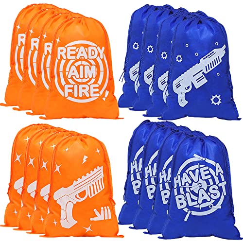 Shappy 16 Pack Gun Battle Party Supplies Kit Dart Bags Bulk Gun Reusable Goody Treat Drawstring Bags Birthday Decoration Dart Party Favors Gifts for Target War Themed Game - Image 1