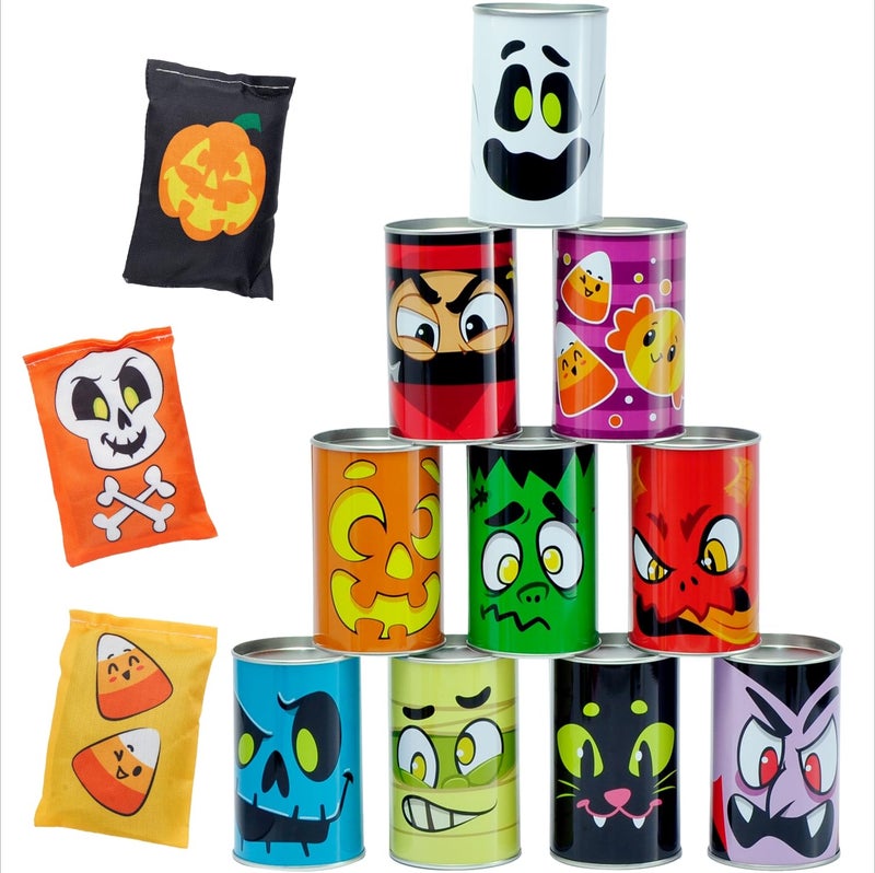 JOYIN 13 Pcs Halloween Carnival Bean Bag Toss Game with Tin Cans and Beanbags for Kids Adults Indoor Outdoor Carnival Party Games Birthday Party Game Halloween Gathering Party Supplies - Image 2