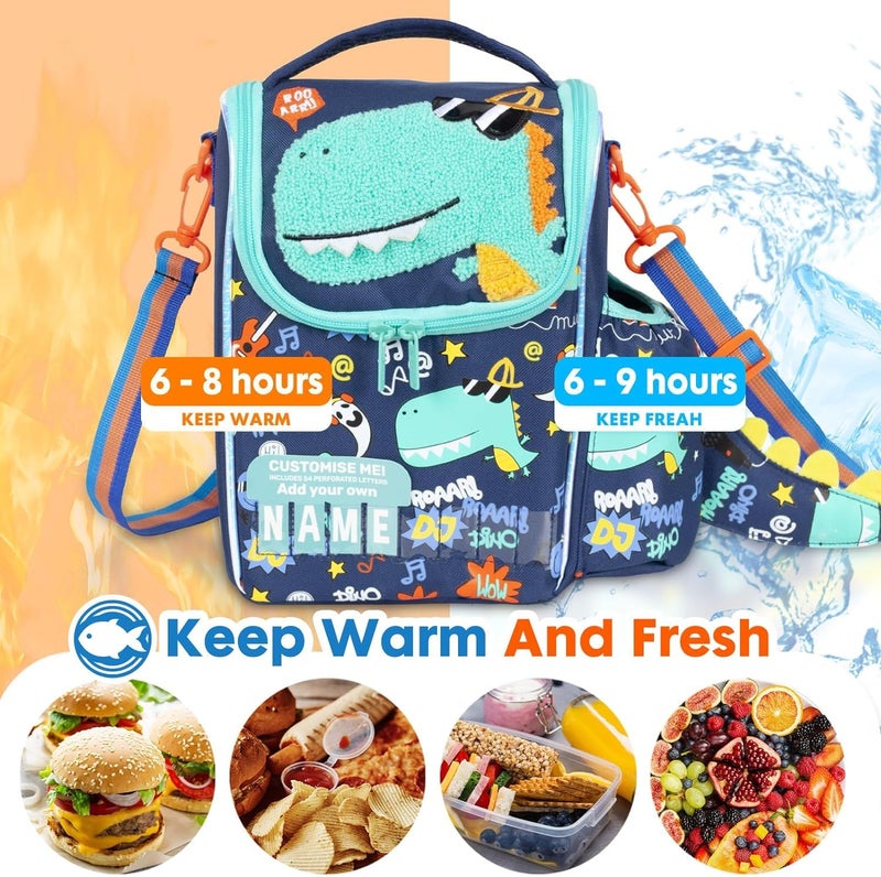 EXILOM 2 in 1 combo - thermal insulated lunch bag with leakproof stainless steel sipper bottle 700 ml for kids, Air-Tight Set for School and Outdoor Picnic, Leakage Proof water bottle and a lunch bag (Dino) - Image 3