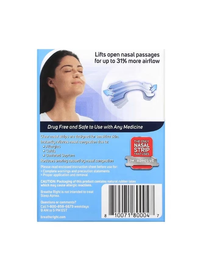Breathe Right Nasal Strips SM/Med Clear 30 Count - Image 2