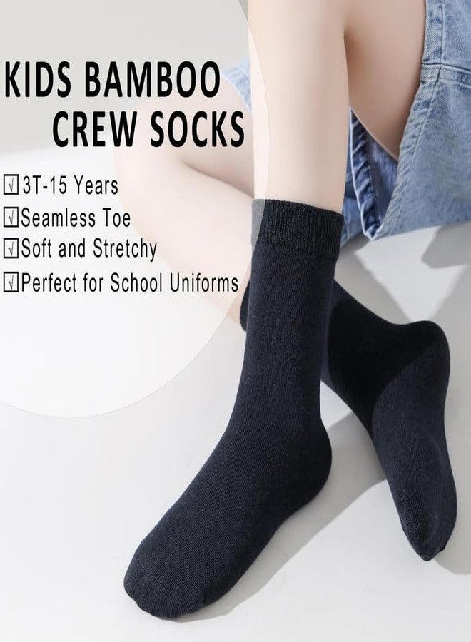 Yanwenx School socks for kids boys girls calf length Combed cotton combo pack of 6 pair_Black, 13-14 Years - Image 2