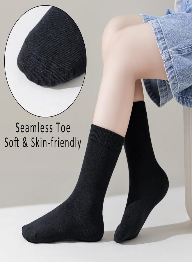 Yanwenx School socks for kids boys girls calf length Combed cotton combo pack of 6 pair_Black, 13-14 Years - Image 5