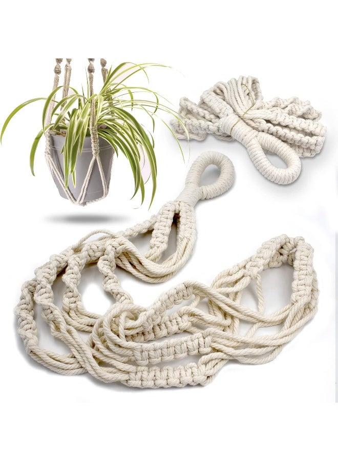 BundleBee Macrame Plant Hanger with Short Rope (No Tassel) - 23 Inch - Cotton Macrame Cord for Boho Decor Flower Pots - Bohemian Chic Home Decor, Simple Indoor Outdoor Hanging Houseplants or Terrarium | 2 Pack  - Image 1
