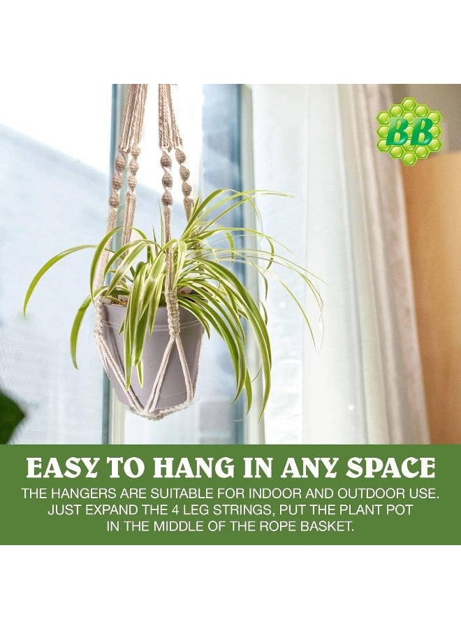 BundleBee Macrame Plant Hanger with Short Rope (No Tassel) - 23 Inch - Cotton Macrame Cord for Boho Decor Flower Pots - Bohemian Chic Home Decor, Simple Indoor Outdoor Hanging Houseplants or Terrarium | 2 Pack  - Image 4