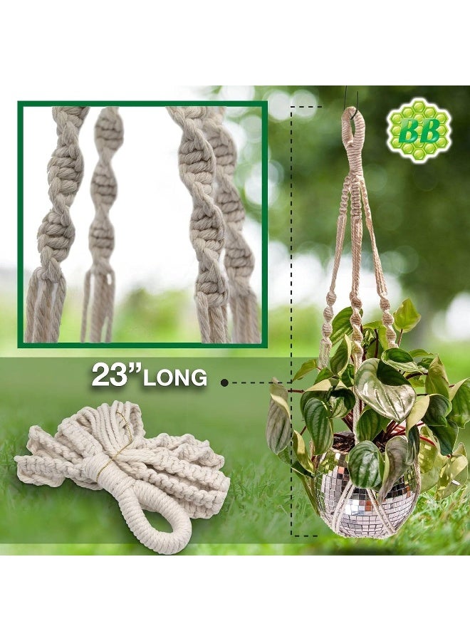 BundleBee Macrame Plant Hanger with Short Rope (No Tassel) - 23 Inch - Cotton Macrame Cord for Boho Decor Flower Pots - Bohemian Chic Home Decor, Simple Indoor Outdoor Hanging Houseplants or Terrarium | 2 Pack  - Image 3