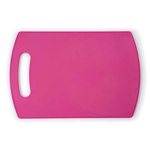 HomeWiz Plastic Cutting Chopping Board with Handle for Vegetable, Fruits, Cheese, Premium-Grade Plastic, 100% Food Safe, BPA-Free, Dishwasher Safe, Microwave Safe, Anti Bacterial Dark Pink Rectangle - Image 5