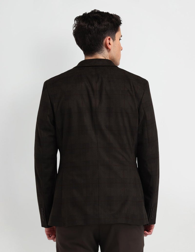 Arrow Mens Brown Checkered Notch Collar Long Sleeve Formal Polyester Slim Fit Blazer (ARAIBZ5031_Brown_38) - Image 5