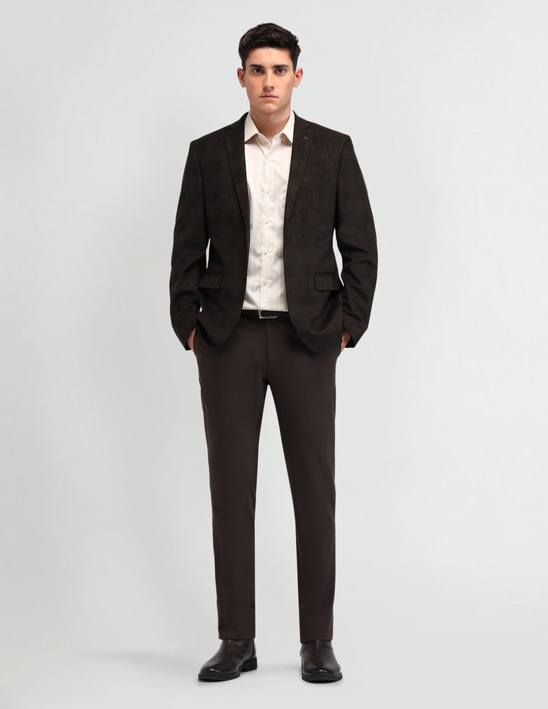 Arrow Mens Brown Checkered Notch Collar Long Sleeve Formal Polyester Slim Fit Blazer (ARAIBZ5031_Brown_38) - Image 3