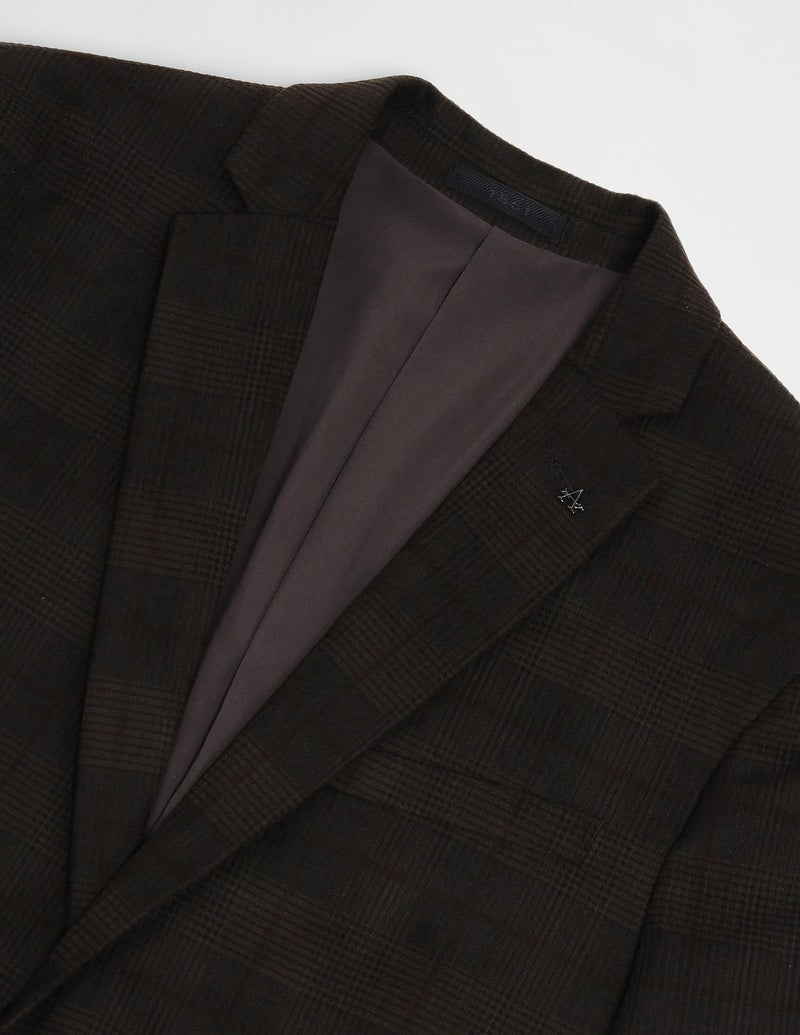 Arrow Mens Brown Checkered Notch Collar Long Sleeve Formal Polyester Slim Fit Blazer (ARAIBZ5031_Brown_38) - Image 2