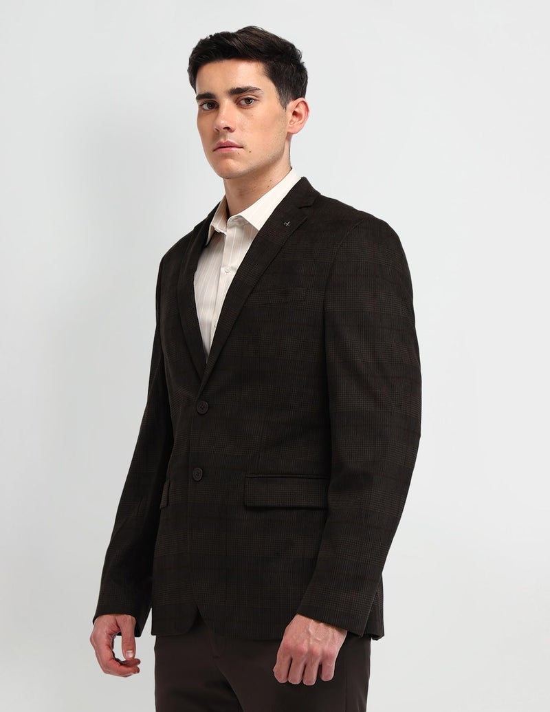 Arrow Mens Brown Checkered Notch Collar Long Sleeve Formal Polyester Slim Fit Blazer (ARAIBZ5031_Brown_38) - Image 4