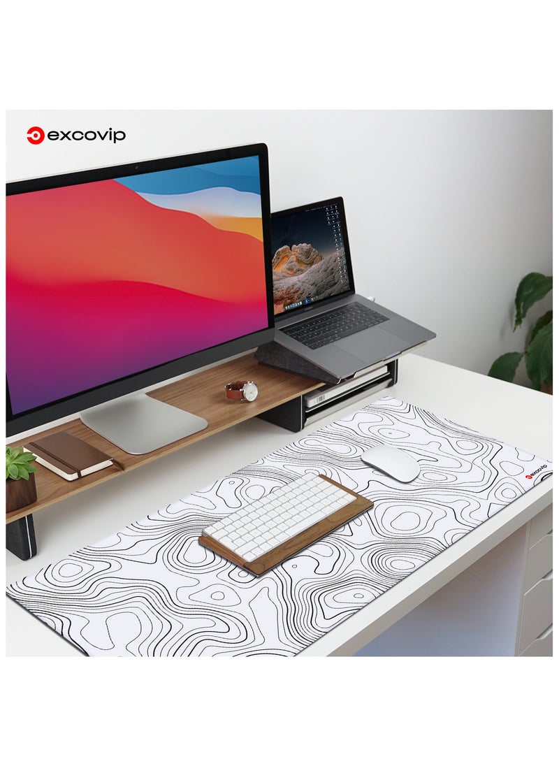 excovip - Extended Large Gaming Mouse Pad XXL,Anti-Skid White Mousepad Large Keyboard Mouse Pad Desk Mat with Stitched Edges (900x400mm, White) SA0206 - Image 1