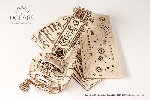 UGears Mechanical Hurdy-Gurdy - 3D Wooden Puzzles for Adults, Musical Instrument Wooden Model Kits for Adults to Build, 3D Puzzle Brain Teaser - Image 3