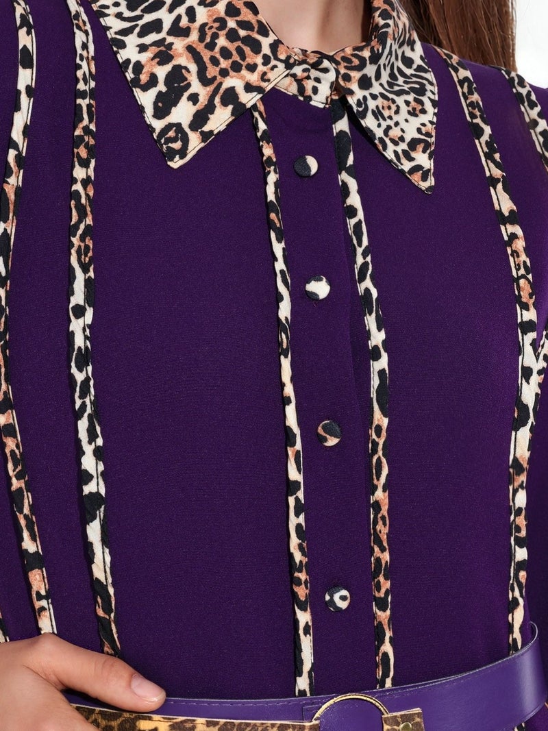 Jennyfer Leopard Print Maxi Shirt Dress - Image 5