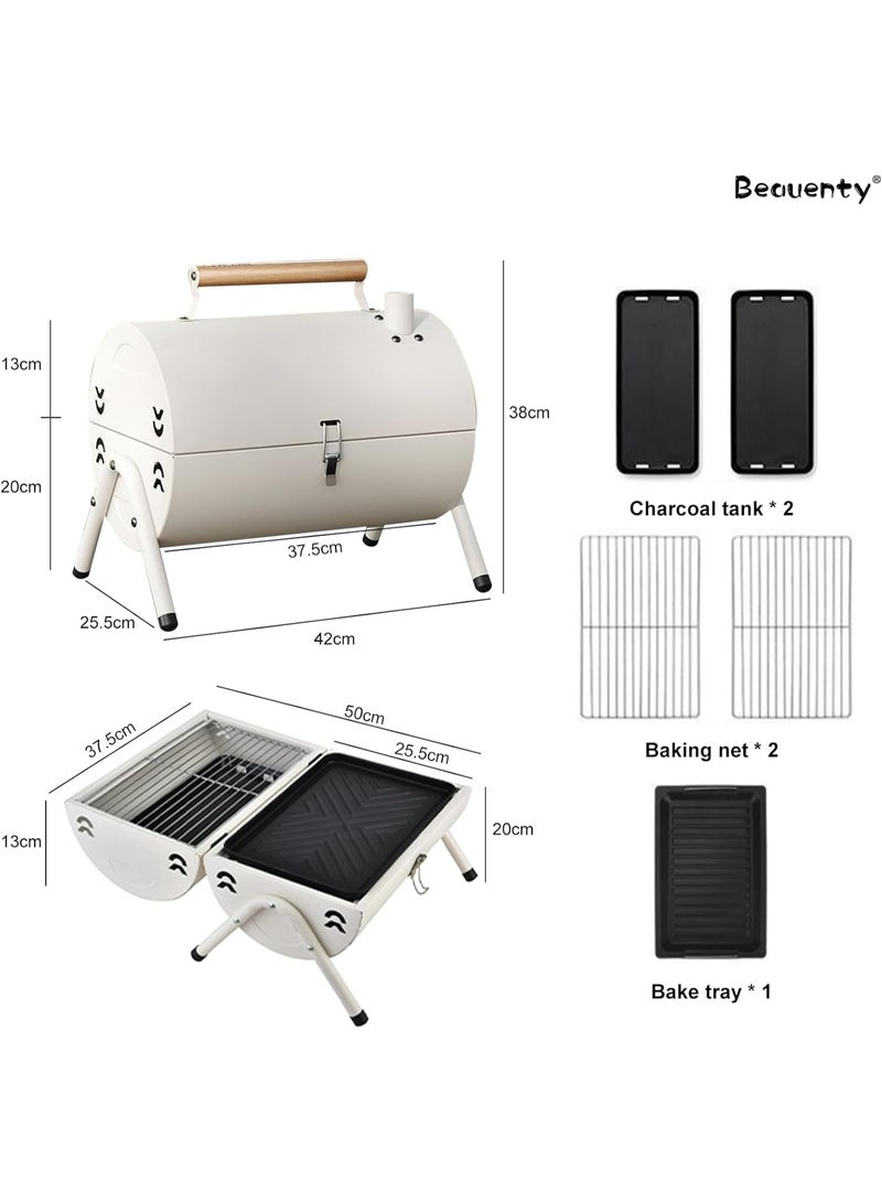 MUNTAQI شواية فحم محمولة - مجموعة شواية خارجية قابلة للطي مع رف شواية مزدوج الجانب وصينية خبز، شواية مدمجة للسفر، الفناء الخلفي، النزهات، الحفلات، والتخييم - Image 1