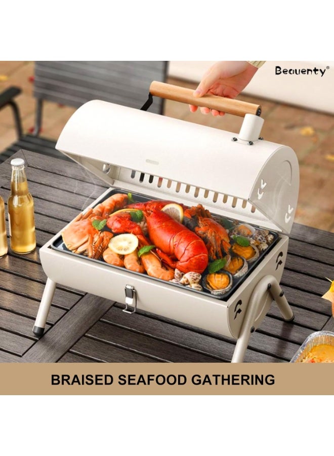 MUNTAQI شواية فحم محمولة - مجموعة شواية خارجية قابلة للطي مع رف شواية مزدوج الجانب وصينية خبز، شواية مدمجة للسفر، الفناء الخلفي، النزهات، الحفلات، والتخييم - Image 4