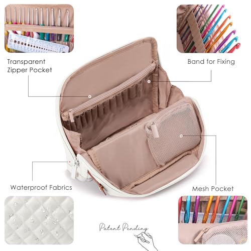MYBAGZING Empty Crochet Hook Case - Stand Up Organizer with 30 Slots for Hooks & Needles, Crochet Accessories Kit for Lovers & Beginners - Image 4