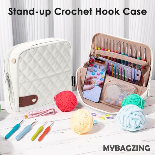 MYBAGZING Empty Crochet Hook Case - Stand Up Organizer with 30 Slots for Hooks & Needles, Crochet Accessories Kit for Lovers & Beginners - Image 5