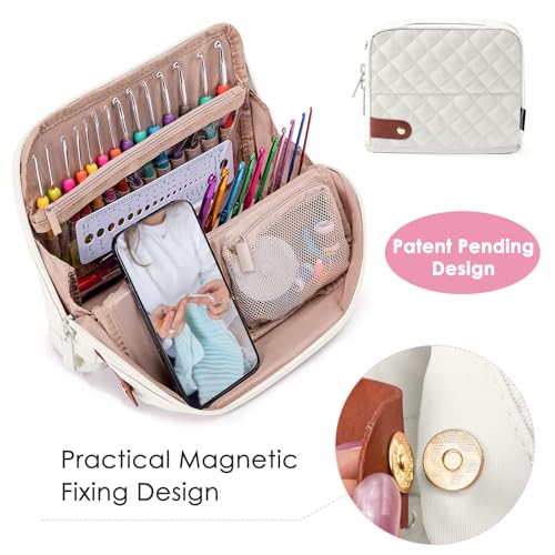 MYBAGZING Empty Crochet Hook Case - Stand Up Organizer with 30 Slots for Hooks & Needles, Crochet Accessories Kit for Lovers & Beginners - Image 3