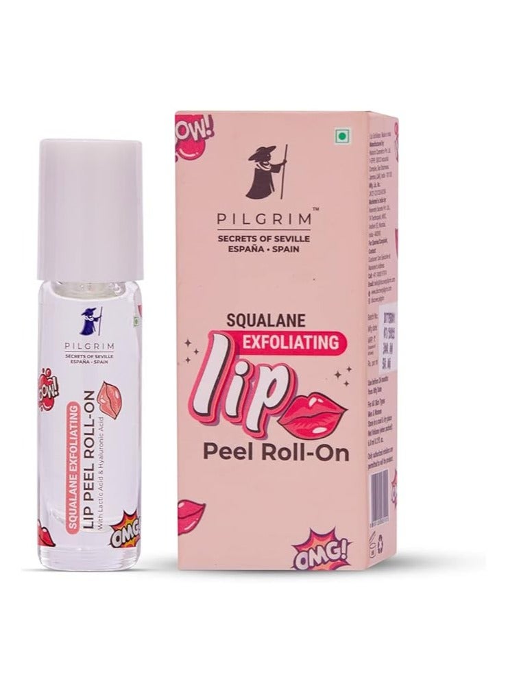 PILGRIM Pilgrim Spanish Squalane Lip Peel Roll-on with lactic acid & hyaluronic acid |Squalane exfoliating lip peel for soft & glossy lips | Hydrating dry & flaky lips |Women & Men's | 6 ml (Transparent)  - Image 1
