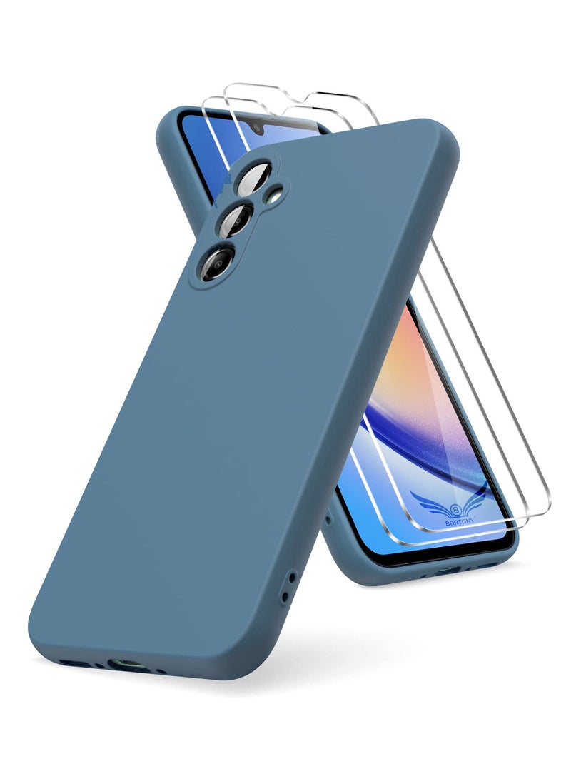 BORTONY Samsung Galaxy A54 5G Case with Double Screen Protective Films Soft Liquid Silicone Shockproof Protective Cover - Image 1