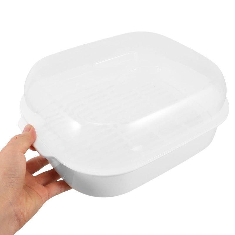 Large Rectangular Microwave Steamer Basket With Lid Food Grade Plastic High Temperature Resistant - Image 4
