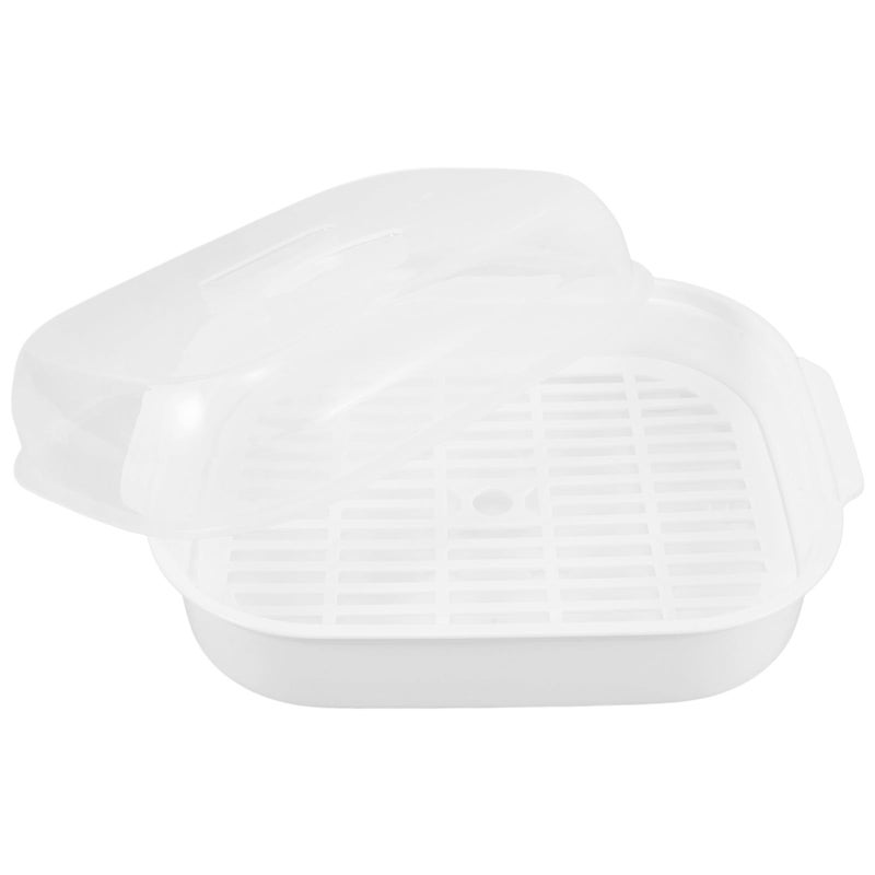 Large Rectangular Microwave Steamer Basket With Lid Food Grade Plastic High Temperature Resistant - Image 2