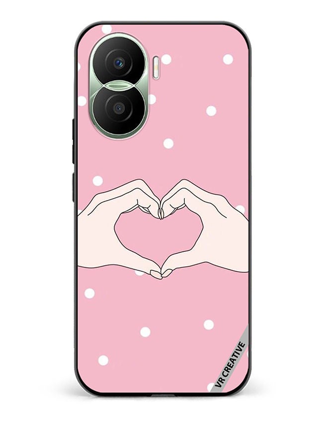 VR CREATIVE Protective Case Cover For Honor Play7T Pro Hand Made Heart Pink Design Multicolour - Image 1