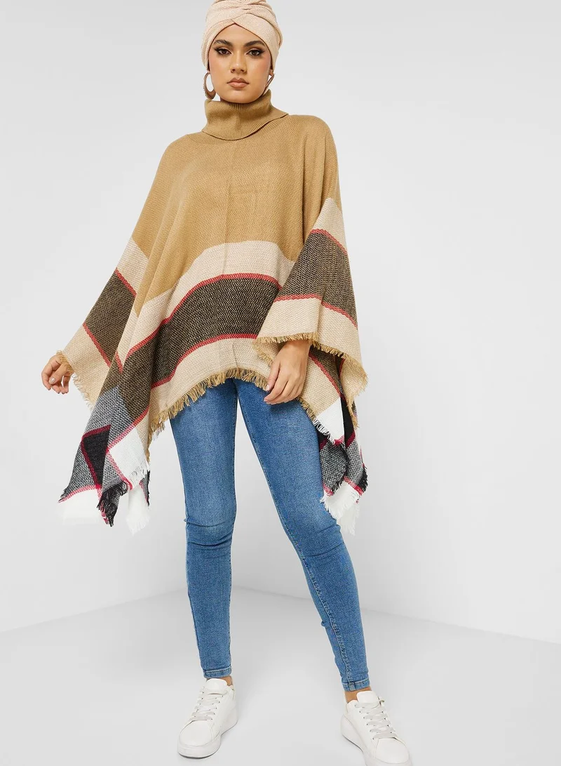Khizana Check Pattern High Neck Sweater