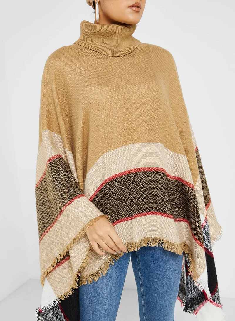 Khizana Check Pattern High Neck Sweater