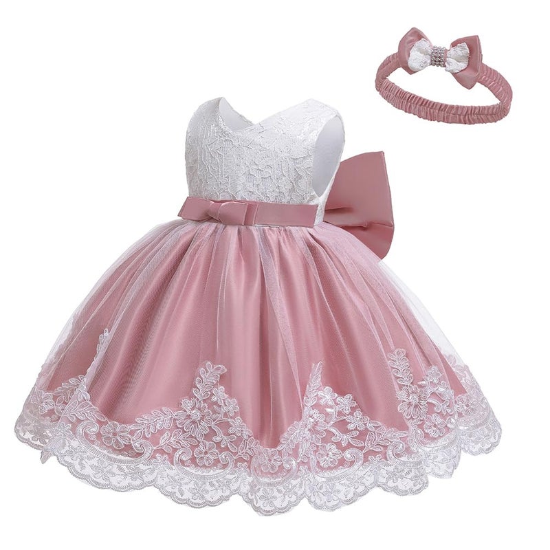 LZH Baby Girl Dresses Bowknot Lace Pageant Party Wedding Flower Girl Dress 12-18 Months - Image 4